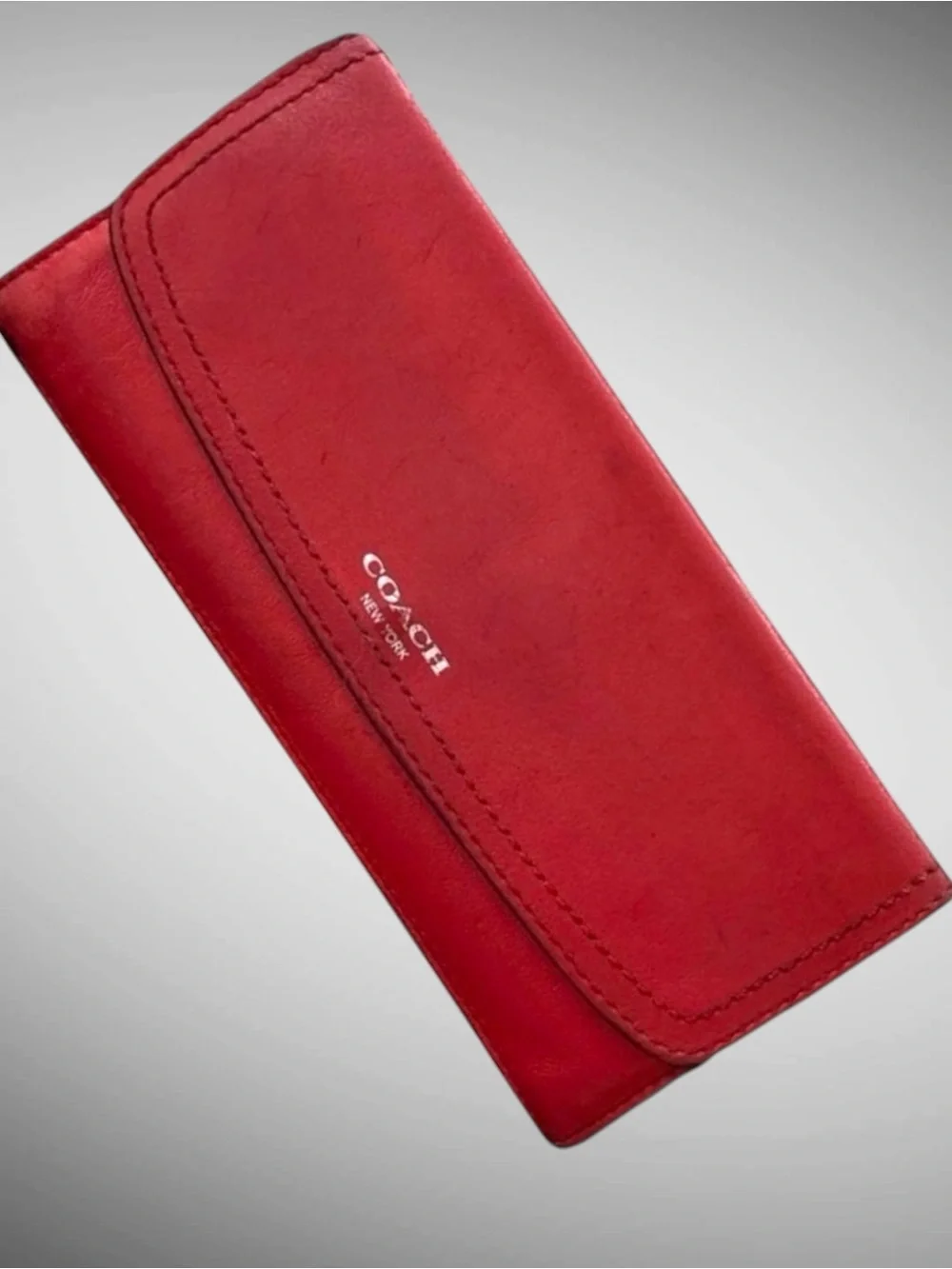 Coach Legacy Red Leather Continental Wallet Checkbook Organizer Authentic